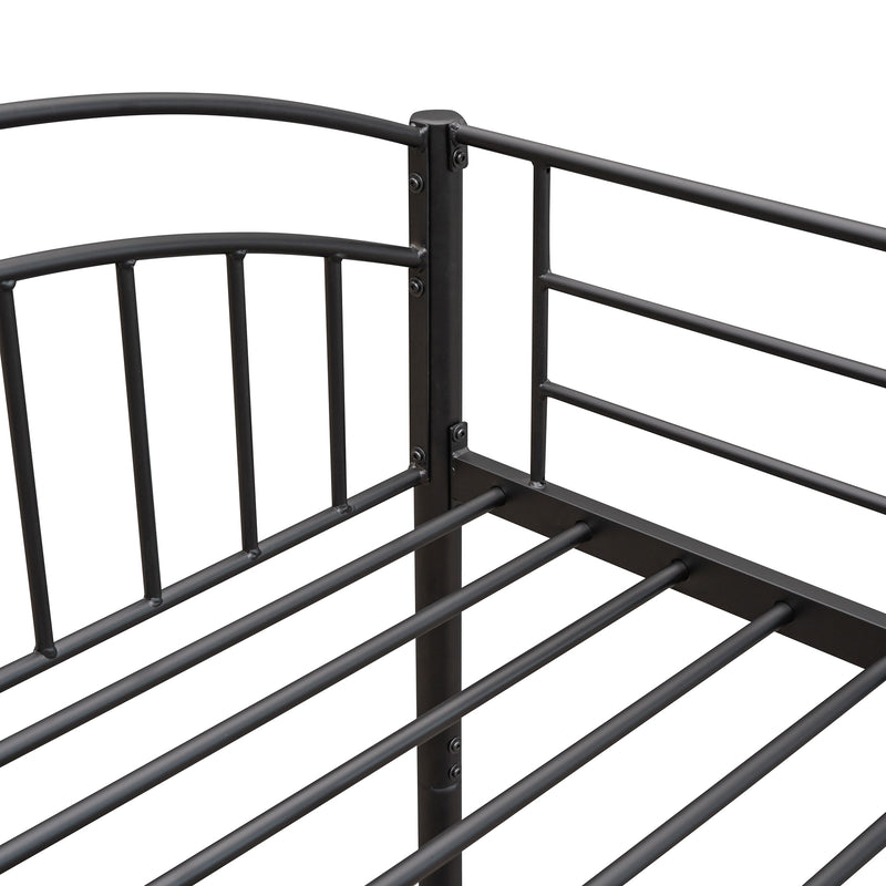 Twin Over Twin Metal Bunk Bed,Divided into Two Beds(Black){OLD SKU:MF280424AAB}