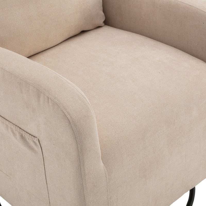 Upholstered Swivel Glider Rocking Chair For Nursery In Beige.Modern Style One Left Bag - Beige