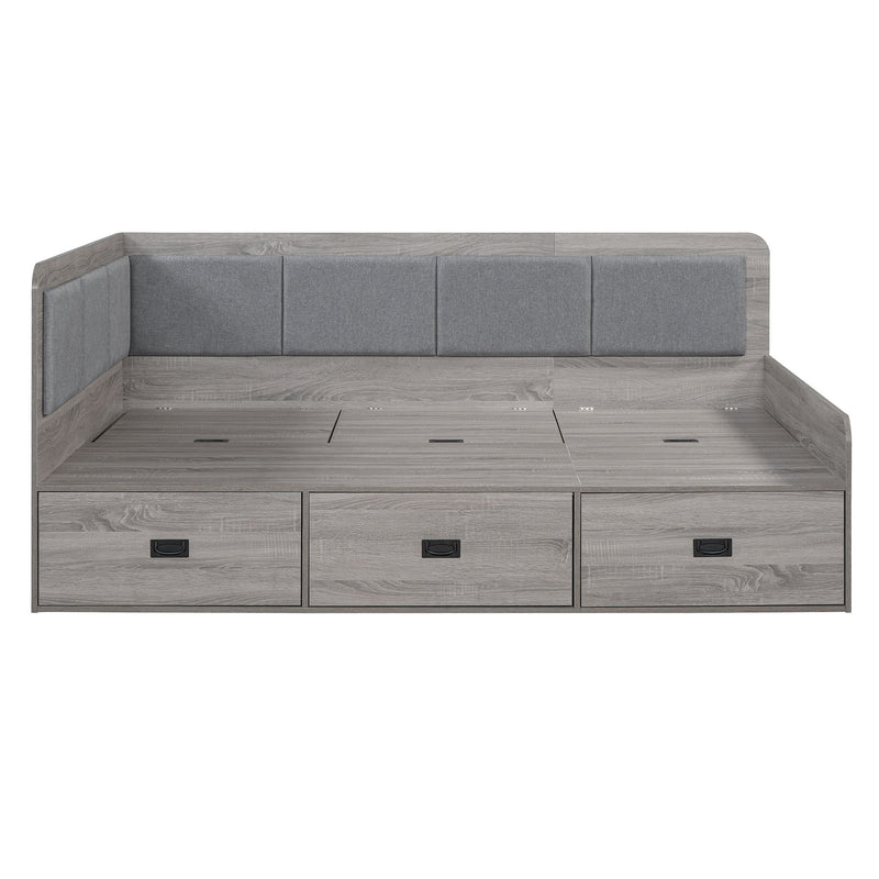 Full Size Daybed With Three Drawers And Three Storage Compartments - Gray