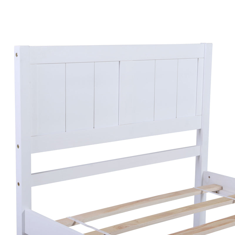 Twin Size Platform Bed With Trundle - White