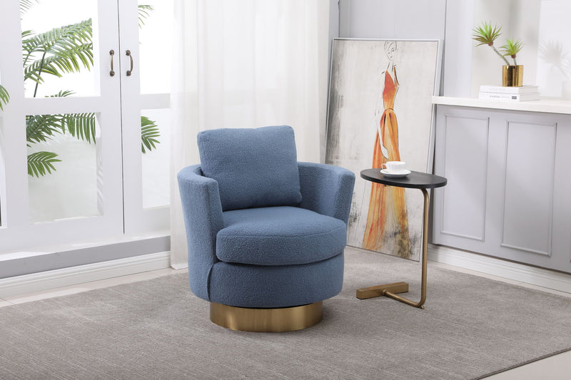 Barrel Chair, Swivel Accent Chairs Armchair For Living Room, Reading Chairs For Bedroom Comfy, Round Barrel Chairs With Gold Stainless Steel Base