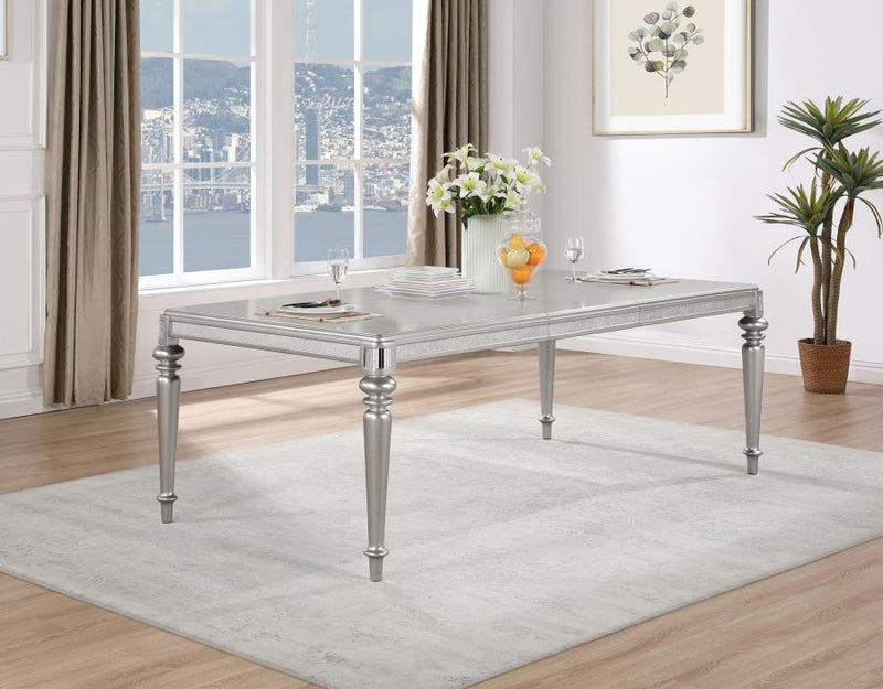 Bling Game - Rectangular Dining Table With Leaf - Metallic Platinum