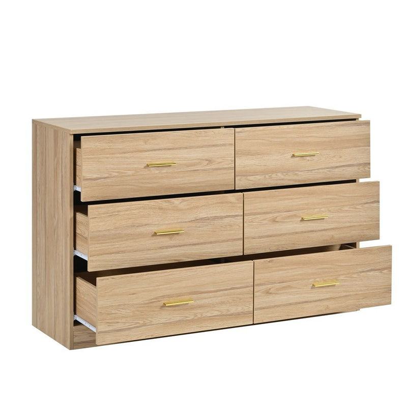 Modern 6 Drawer Dresser For Bedroom, Ample Storage Wide Chest Of Drawers, Sturdy & Safe