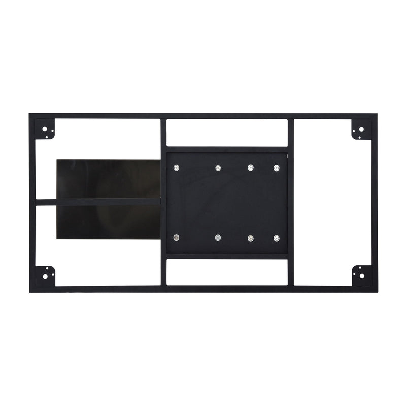 78.74" Modern Artificial Stone Straight Panel, Metal Legs, Can Accommodate 8 People, (Not Including Chairs) - Black Gray / White