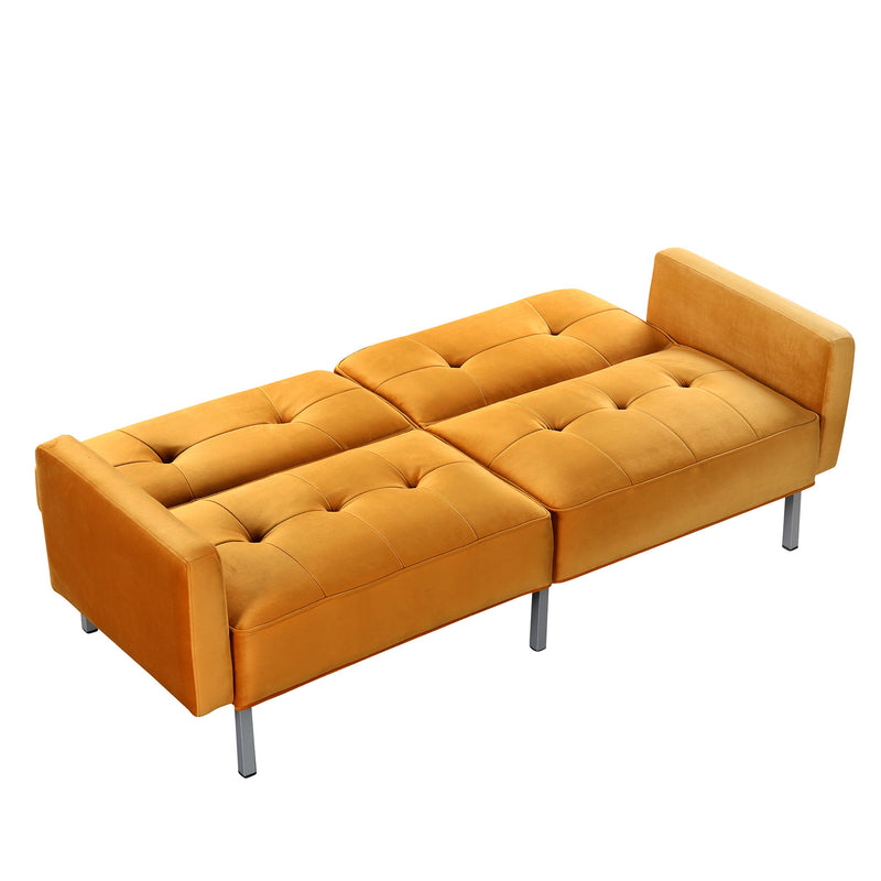 Linen Upholstered Modern Convertible Folding Futon Sofa Bed For Compact Living Space, Apartment, Dorm