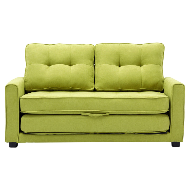 Loveseat Sofa With Pull-Out Bed Modern Upholstered Couch With Side Pocket For Living Room Office