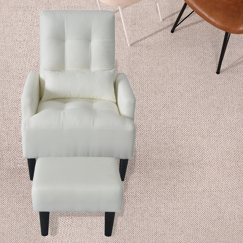 Recliner Soft Cozy Sofa Chair With Ottoman - Cream White