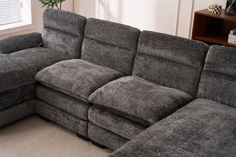 U-Shaped Profile Sofa, Including Two Single Seats And Two Chaise, Modular Sofa, Chenille Sofa