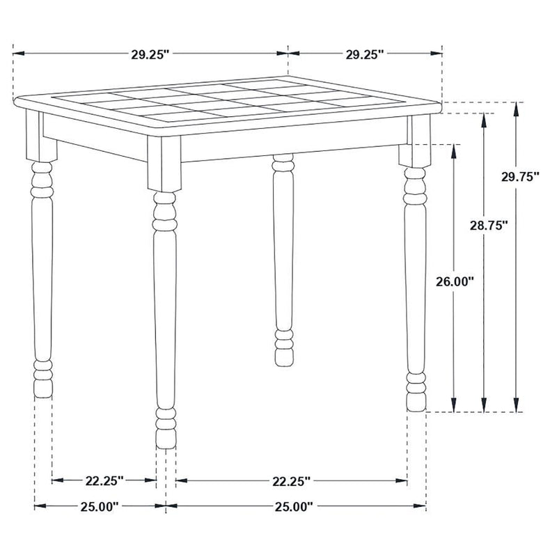 Carlene - Square Wood Tile Top Dining Table - White