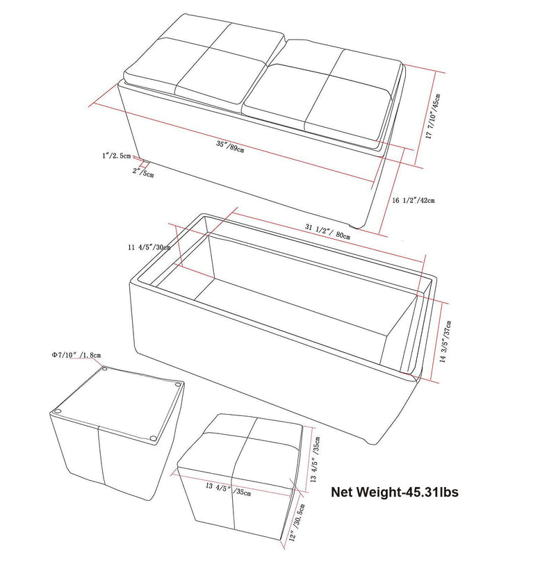 Avalon - 5 Piece Storage Ottoman