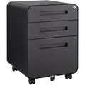 3 Drawer Mobile File Cabinet Under Desk Office, Simple Style Versatile Storage Cabinet For Legal / Letter / A4 Files, 5 Wheel Design Anti-Tilting Cold Rolled Steel Waterproof Moisture-Proof