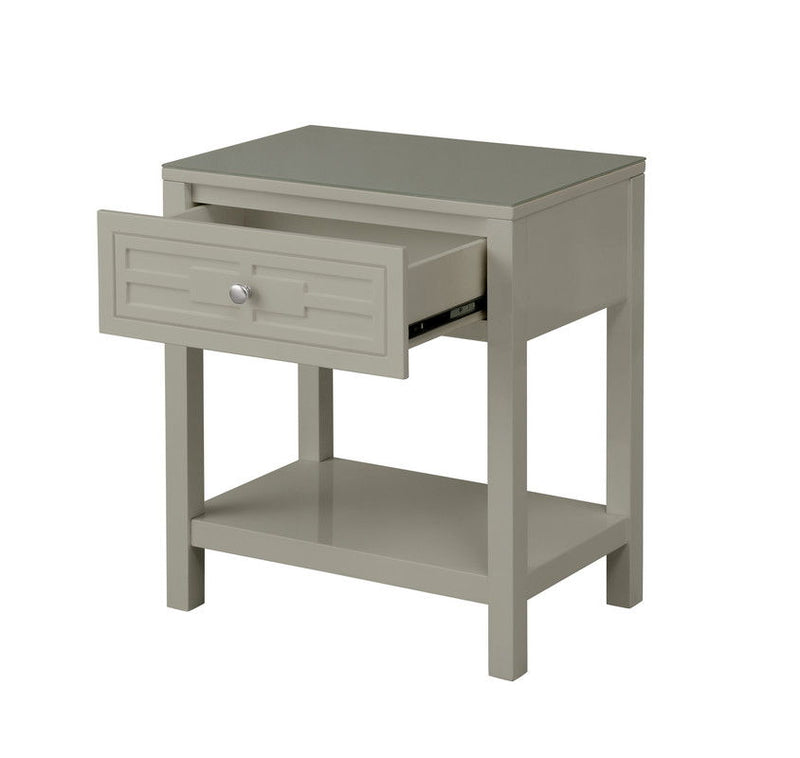 Dylan - Wooden End Side Table Nightstand With Glass Top And Drawer