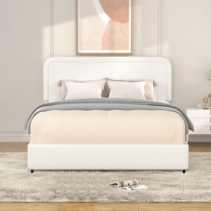 Liv - Patented 2-Drawers Queen Upholstered Storage Platform Bed - Ivory Boucle