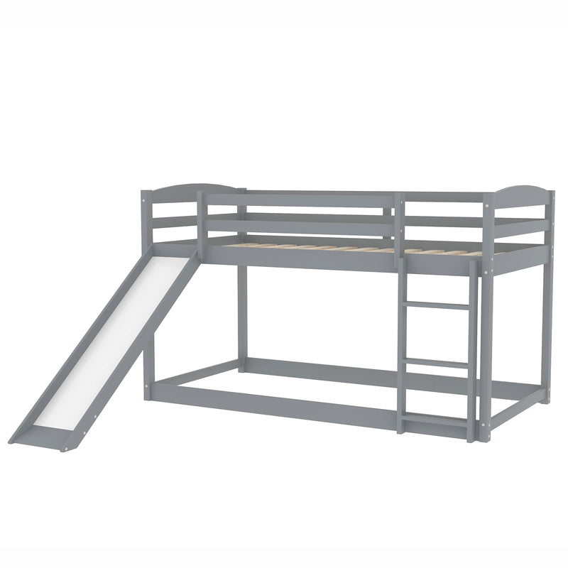 Twin over Twin Bunk Bed with Convertible Slide and Ladder , Gray(Old SKU:WF281725AAE)