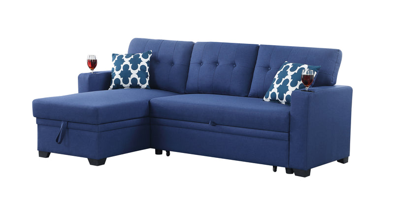 82" Width Sectional With Storage Chaise And Cupholder Armrest