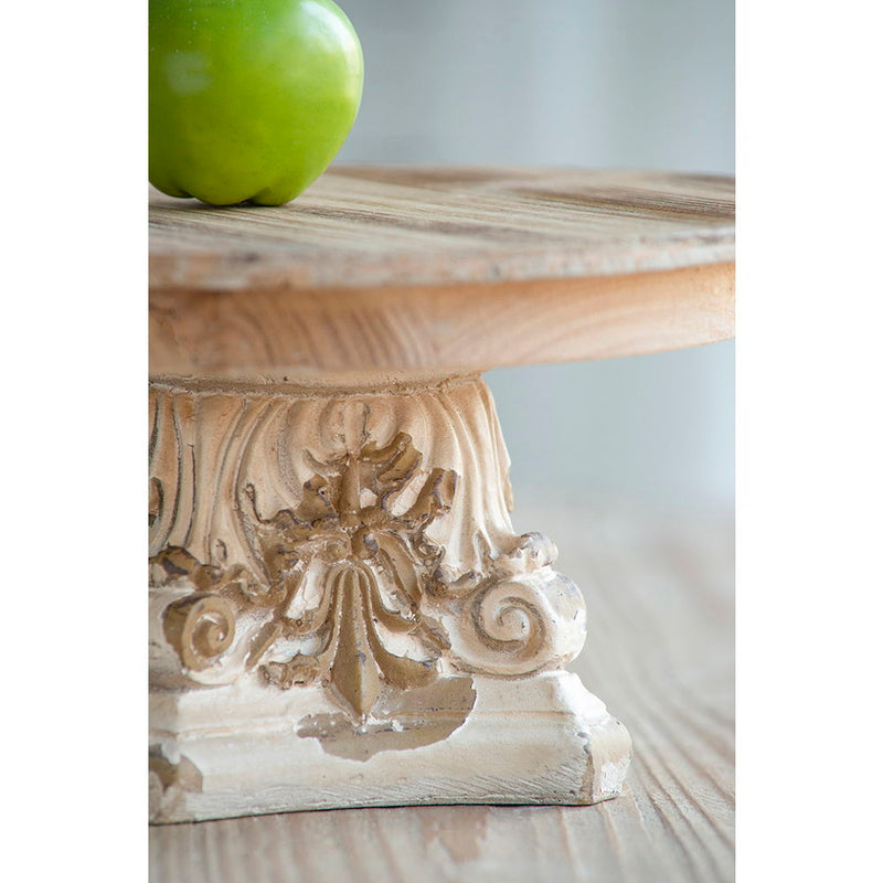 Cake Stand, Wood Cake Plate With Magnesium Base - Cream / Brown