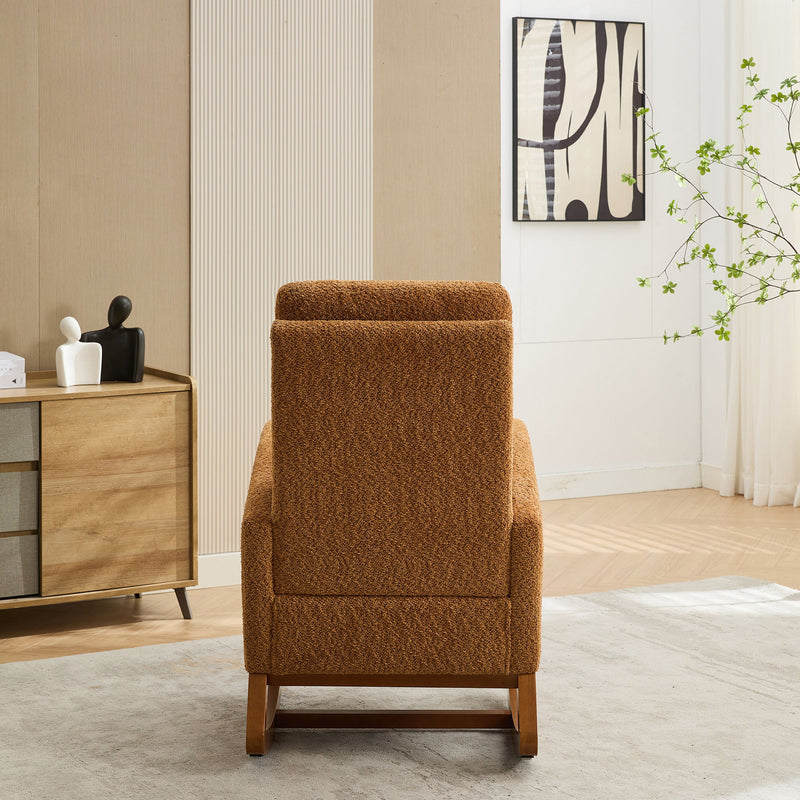 Rocking Chair For Nursery, High Back Glider Chair With Retractable Footrest, Side Pocket, Rocking Accent Armchair With Rubber Wood Legs For Living Room / Bedroom