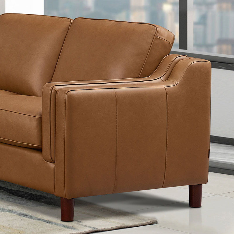 Bella - Leather Left Chaise Sectional - Brown