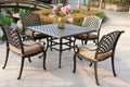 Square 4 Person 43.19" Long Aluminum Dining Set With Cushions