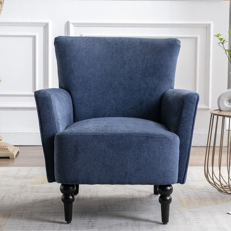 Armchair Modern Accent Sofa Chair With Linen Surface, Leisure Chair With Solid Wood Feet For Living Room Bedroom Studio