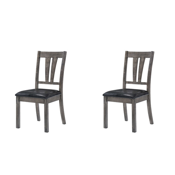 Nathan - Fan Back Chair With Pu Seat (Set of 2) - Gray Oak