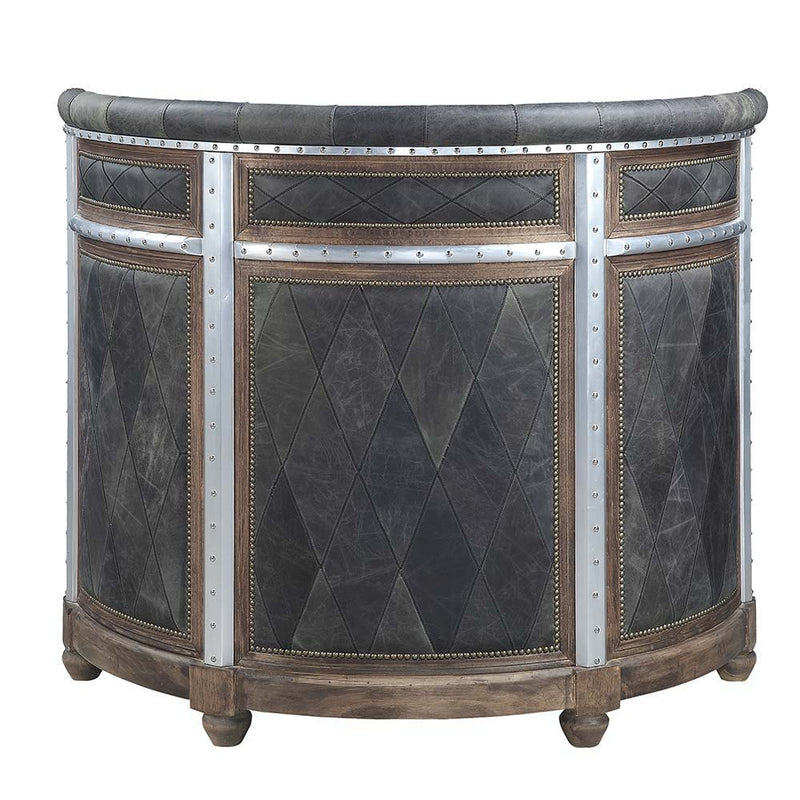 Rahma - Bar Table - Antique Ebony Top Grain Leather & Aluminum