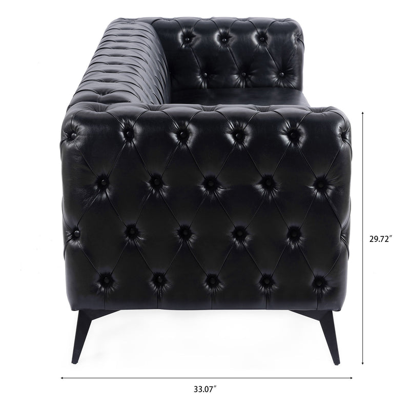 Square Arm Removable Cushion 3 Seater Sofa - Black