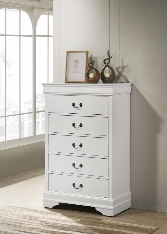 Louis Philippe - 5 Drawers Bedroom Chest - White