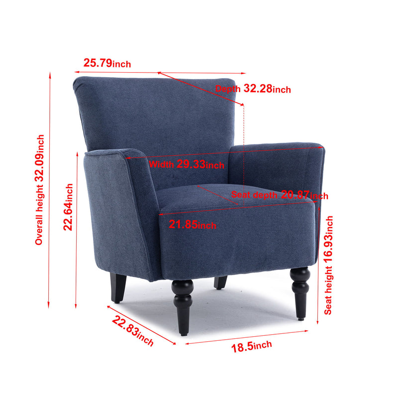 Armchair Modern Accent Sofa Chair With Linen Surface, Leisure Chair With Solid Wood Feet For Living Room Bedroom Studio