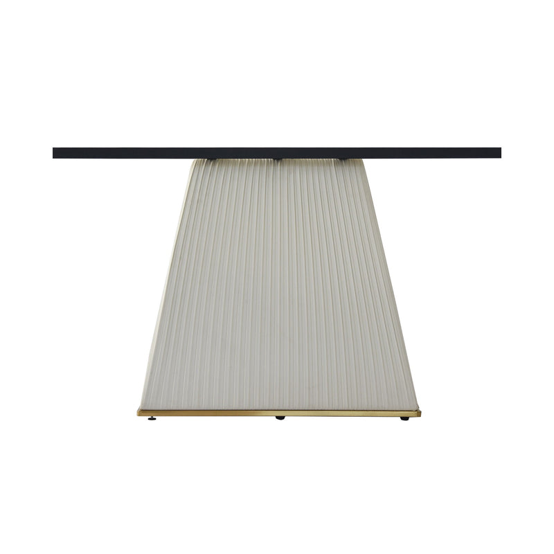 Modern Artificial Stone Straight Side Panel PU Plywood Table Legs, Can Accommodate 8 People