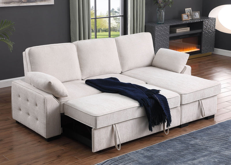 Mackenzie - Chenille Fabric Sleeper Sectional With Right-Facing Storage Chaise