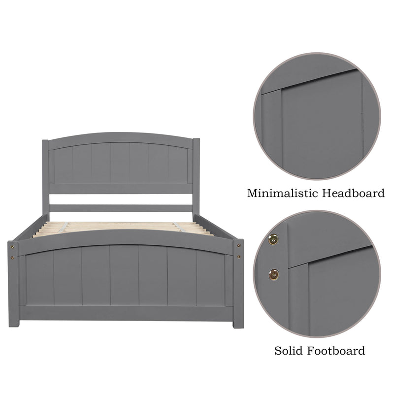 Platform Bed With Headboard, Footboard And Wood Slat Support - Wood