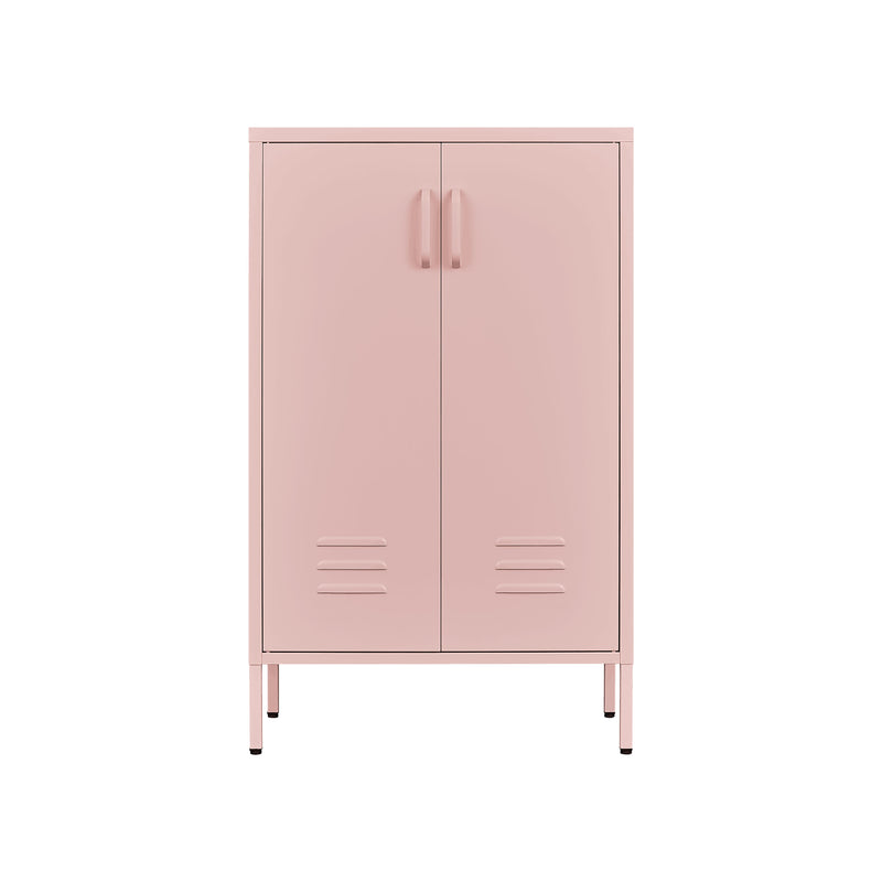 Pink Steel Double Door Cabinet With Handles, With Removable Dividers And Adjustable Height. Suitable For Living Room, Office, Bedroom, Study And Other Places - Pink