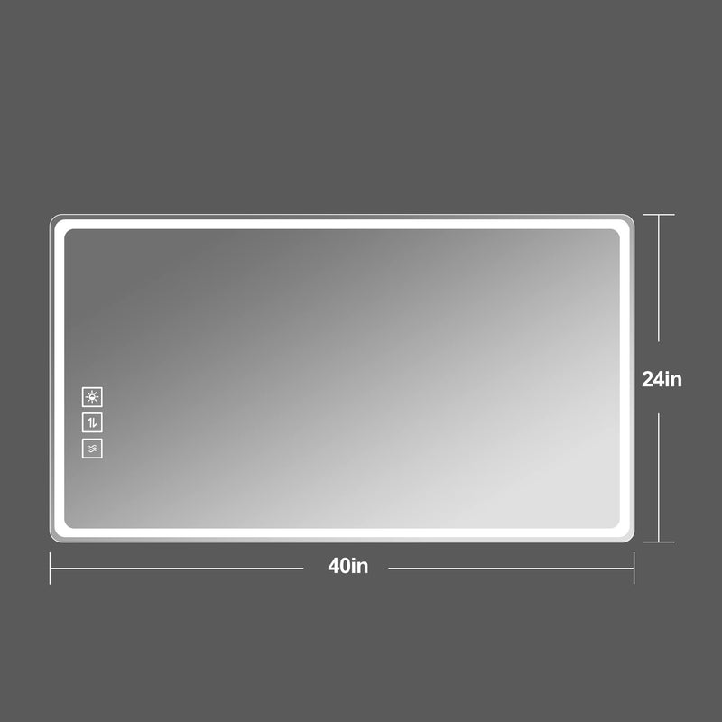 LED Bathroom Mirror Vanity Mirrors With Front Lights Wall Mounted Anti-Fog Frameless Make Up Mirror With Light Copper-Free Mirror Horizontal Or Vertical - Clear