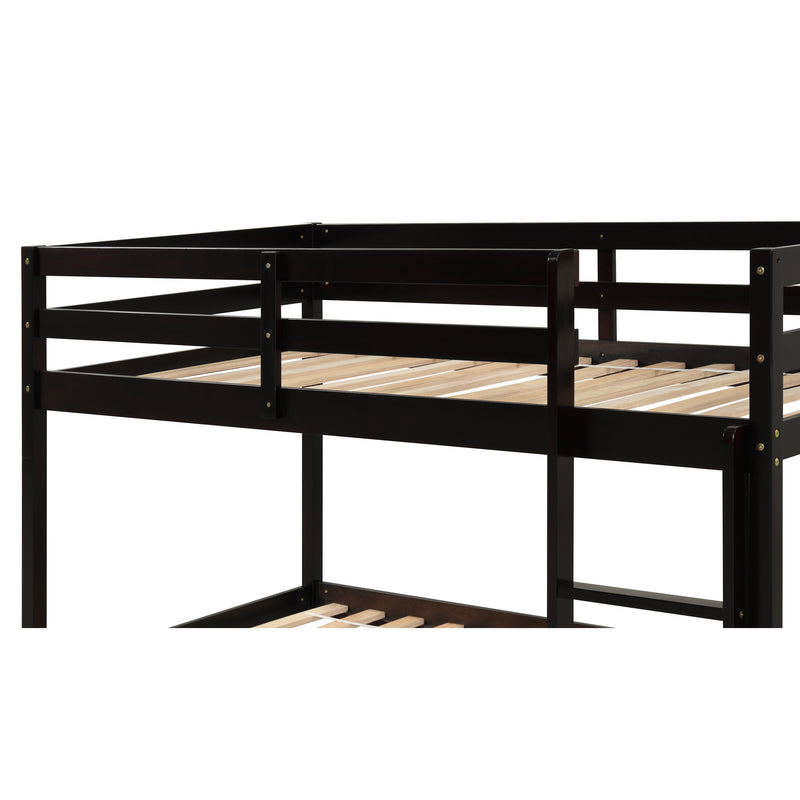 Twin over Twin Floor Bunk Bed,Espresso