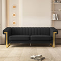 Sofa Modern Sofa With Gold Accents, Sleek Channel-Tufted Upholstery, 3 Seat Couch For Living Room And Office Decor