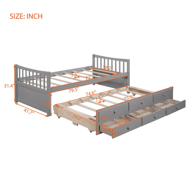 Twin Size Daybed With Trundle And Drawers