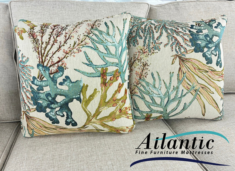 Coastal Throw Pillows-REEF TEAL- Set of Two