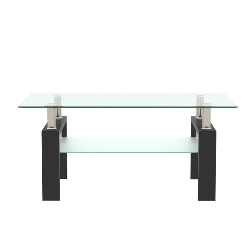 Rectangle Coffee Table, Modern Side Center Tables For Furniture - Clear / Black