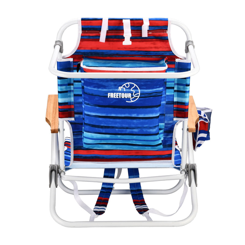 Backpack Beach Chair For Adults, Beach Towel, 5 Position Chair With Pouch Folding Lightweight Positions Back Pack, 1 Piece - Blue / Red