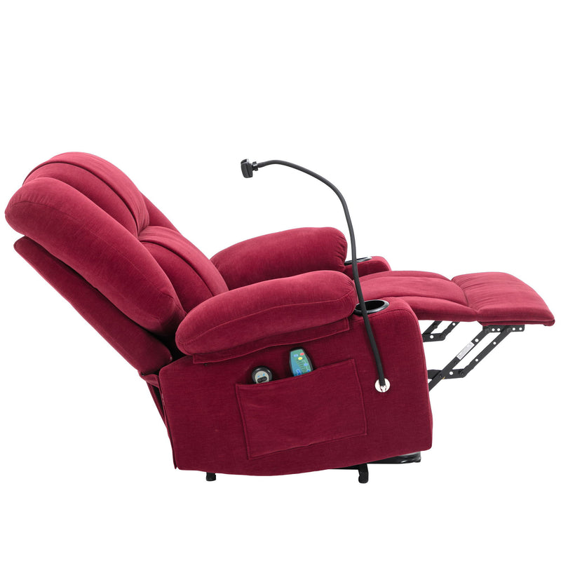 Power Lift Recliner Chair Electric Recliner For Elderly Recliner Chair With Massage And Heating Functions, Remote, Phone Holder Side Pockets And Cup Holders For Living Room