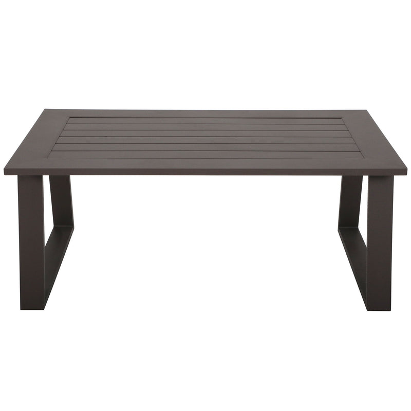 Colorado - Outdoor Patio Furniture - Brown Cast Aluminum Modern Rectangular Coffee Table - Brown