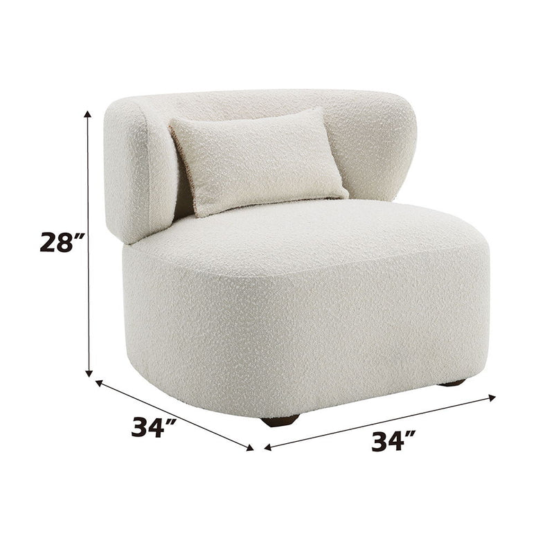 Darius - Accent Chair With Pillow - Beige Boucle