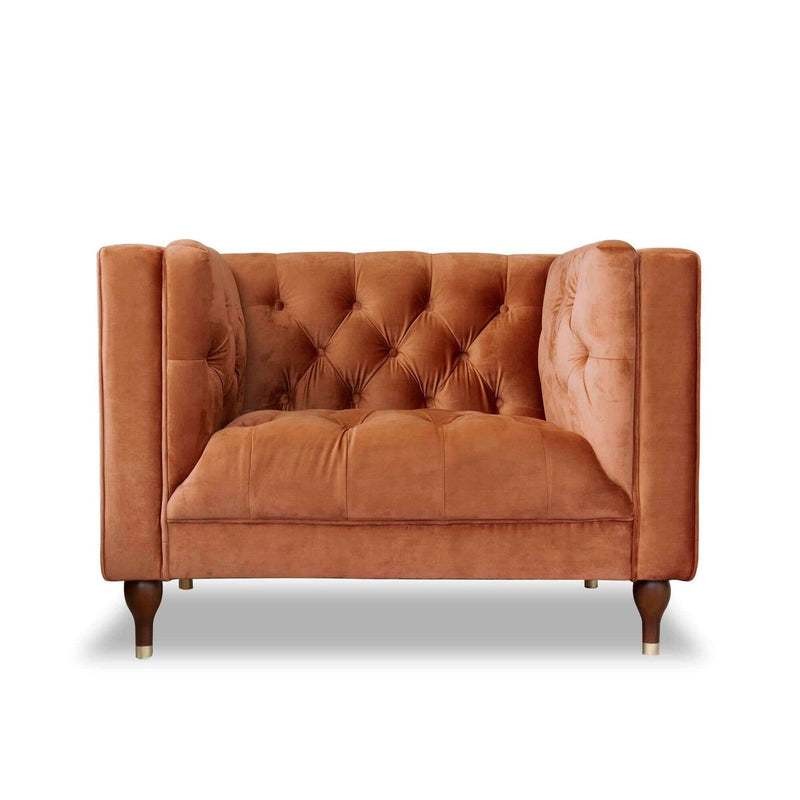 Evelyn - Mid-Century Modern Tufted Back Velvet Lounge Chair