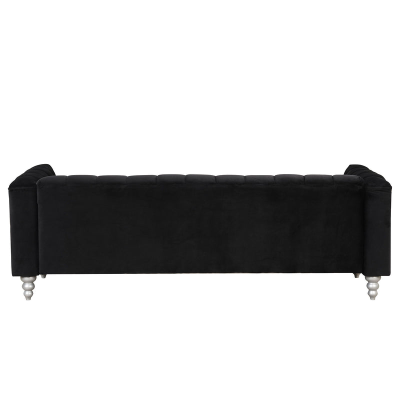 Modern Sofa Dutch Fluff Upholstered Sofa With Solid Wood Legs, Buttoned Tufted Backrest