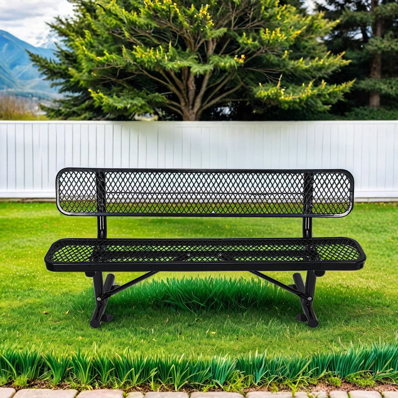 Outdoor Steel Bench With Backrest