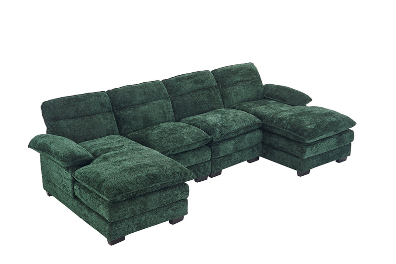 U-Shaped Profile Sofa, Including Two Single Seats And Two Chaise, Modular Sofa, Chenille Sofa