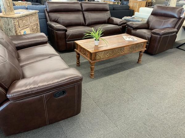 Sterling Power Brown Air Leather 3 Seater