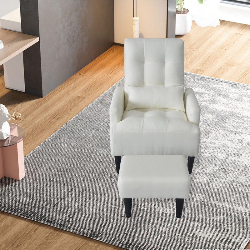 Recliner Soft Cozy Sofa Chair With Ottoman - Cream White