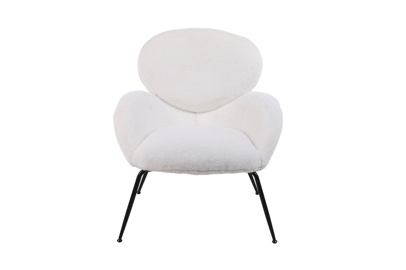 Modern Sherpa Chairs Accent Armchairs For Living Dining Room, Upholstered Chairs With Metal Legs, Comfy And Soft Chairs For Bedroom, Cute Vanity Chairs